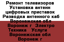 Ремонт телевизоров. Установка антенн, цифровых приставок. Разводка антенного каб - Воронежская обл., Воронеж г. Электро-Техника » Услуги   . Воронежская обл.,Воронеж г.